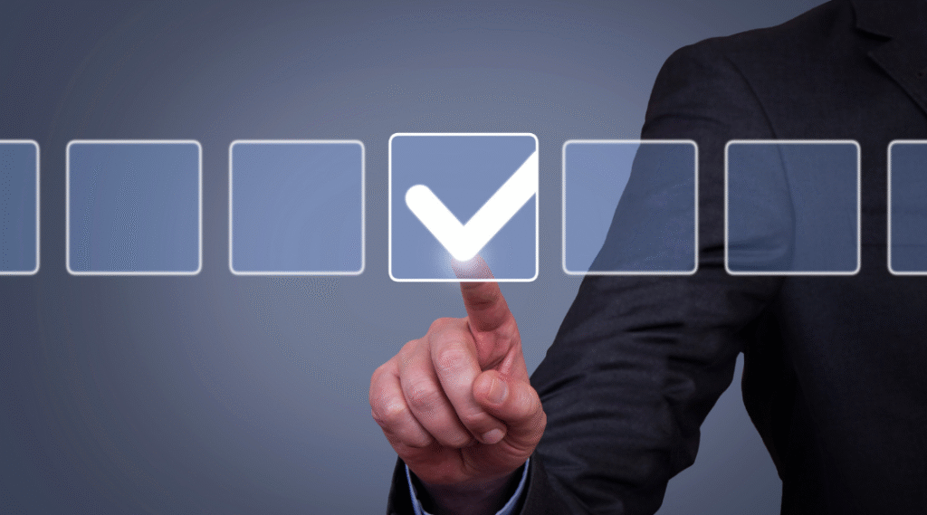 A man checking of a digital box